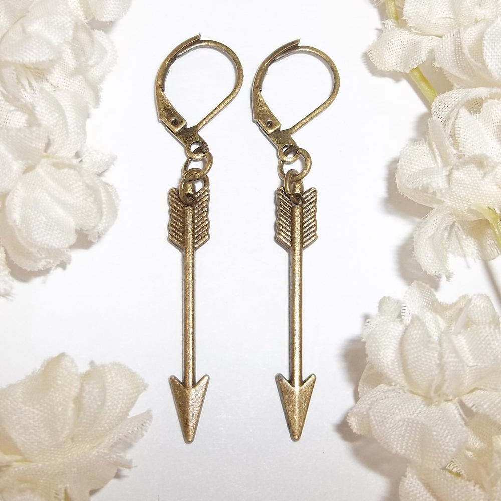 Southwestern Earrings Bronze Arrows Boho Unisex Jewelry Set Pair Bohemian 4972